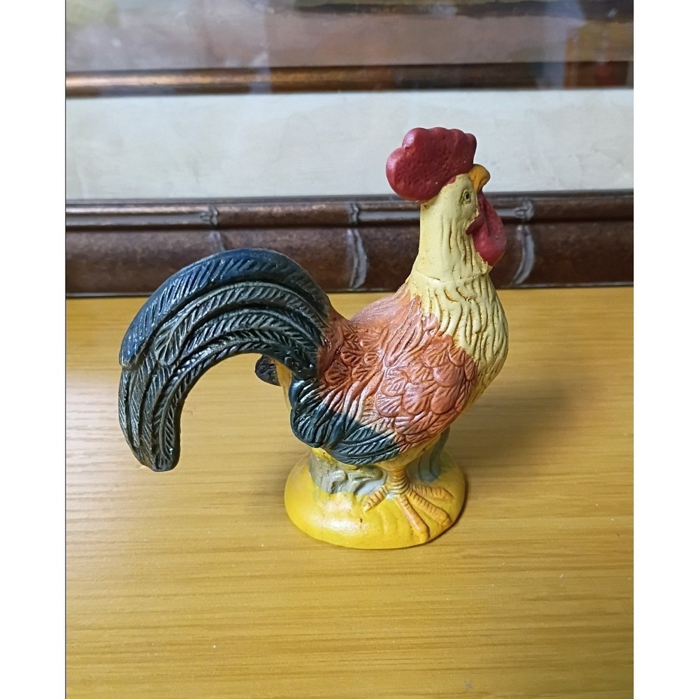 Vintage Style Colorful Rooster Figurine Farmhouse Kitchen Decor 4.5 Inch